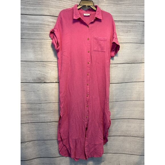 BlueIvy Pink Button Down Tunic Dress Size M - Picture 1 of 2